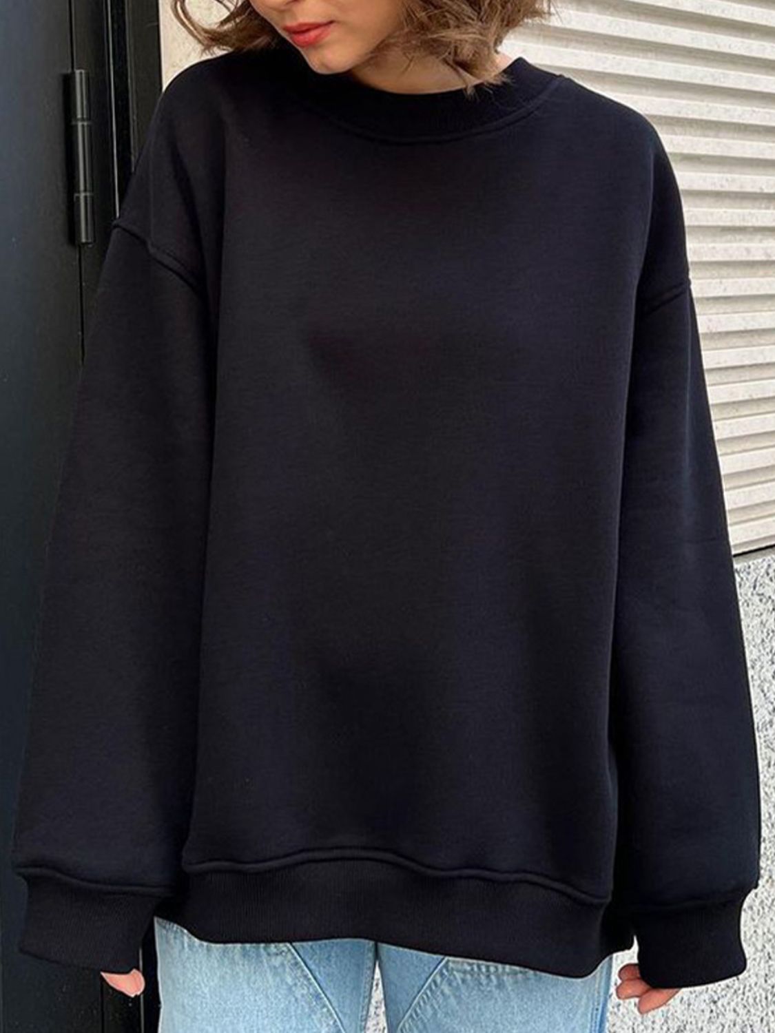 Oversize Round Neck Dropped Shoulder Sweatshirt