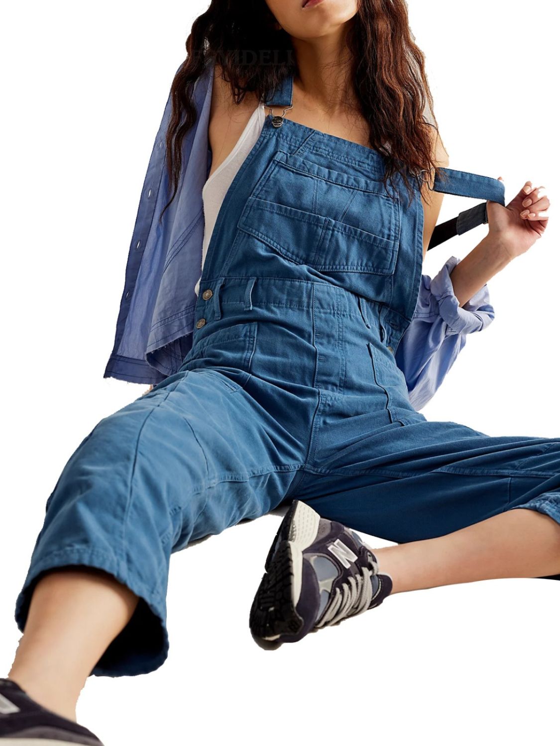 Pocketed Wide Strap Denim Overalls