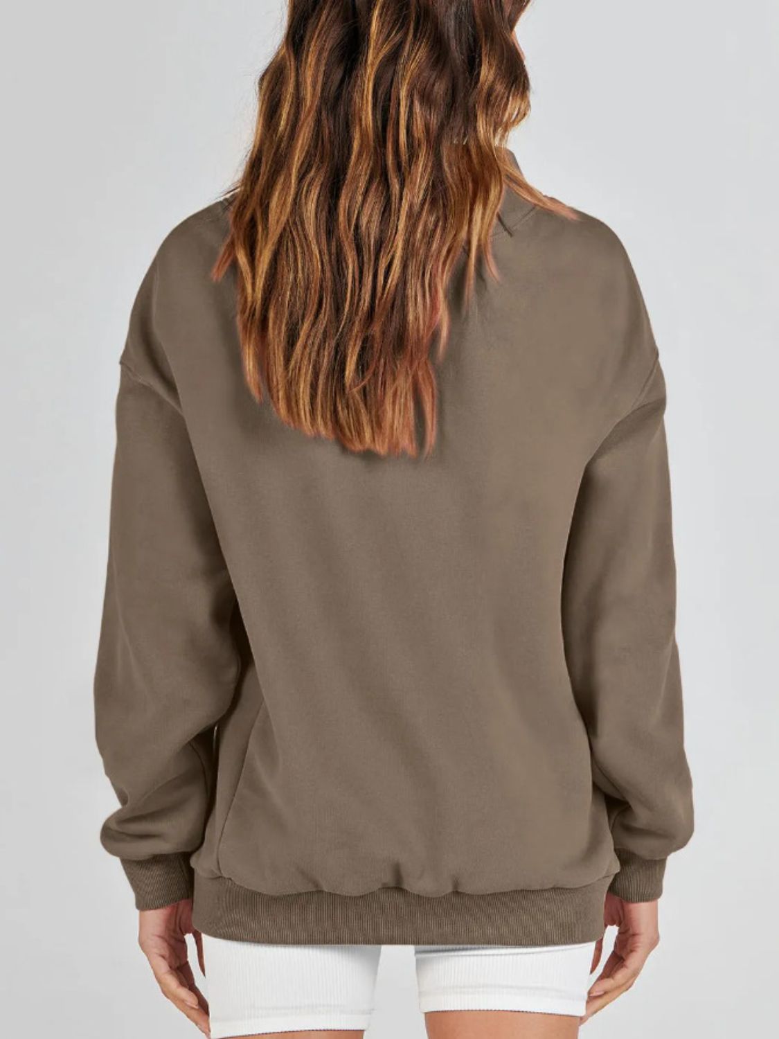 Mock Neck Drop Shoulder Long Sleeve Sweatshirt