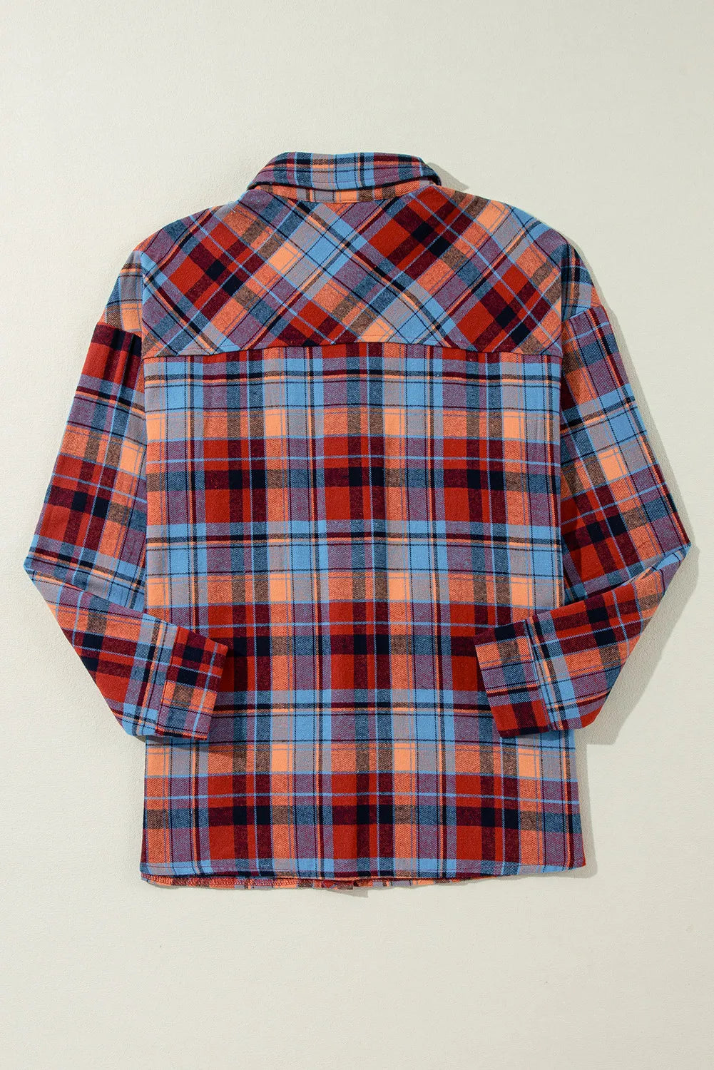 Plaid Collared Neck Long Sleeve Shirt