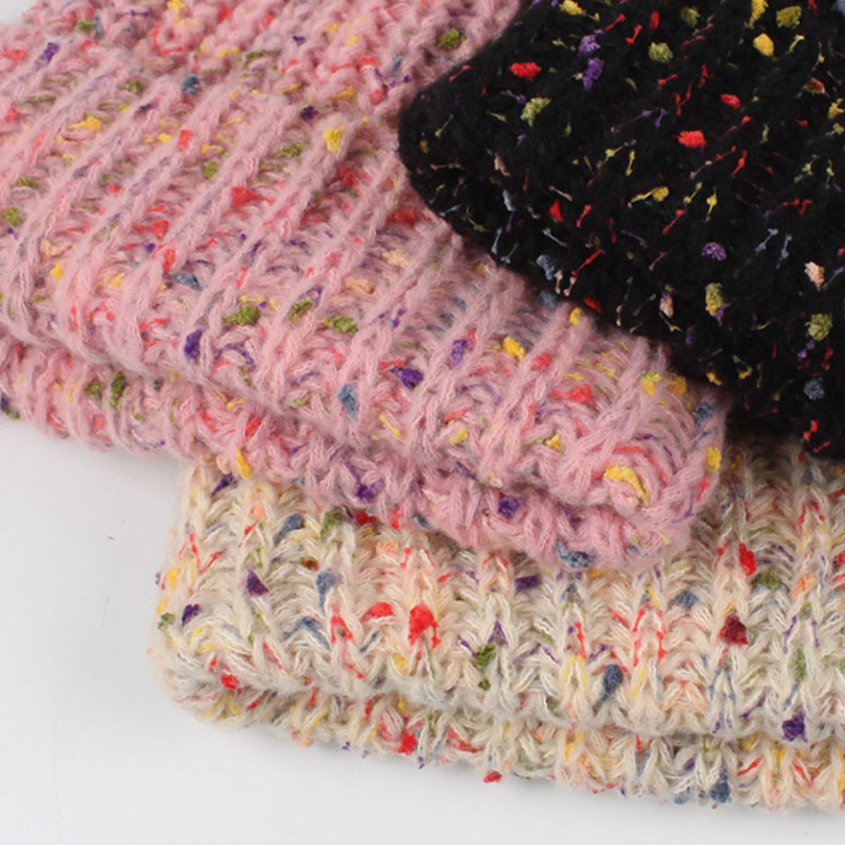 Roll Rim Confetti Cable-Knit Hat