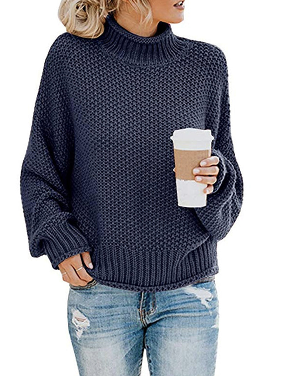 Turtleneck Dropped Shoulder Sweater